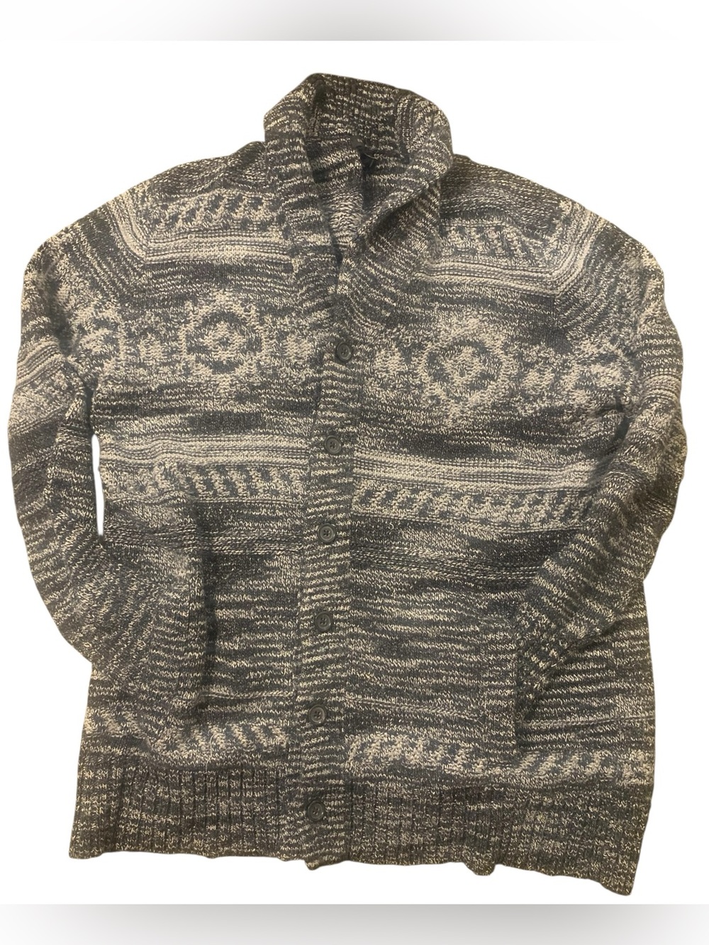 Men's Banana Republic Cardigan Sweater Shawl-Collar Heavy Knit Size XL Gray READ
